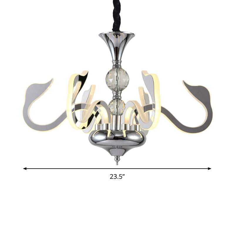 Acrylic Gooseneck Pendant Lighting Contemporary Silver LED Chandelier Light Fixture Clearhalo 'Ceiling Lights' 'Chandeliers' 'Modern Chandeliers' 'Modern' Lighting' 293892