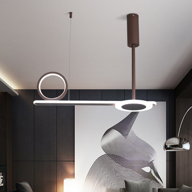 Metal Ring Hanging Light Kit Modernism Brown LED Suspension Light in Warm/White Light for Bedroom Brown White Clearhalo 'Ceiling Lights' 'Island Lights' Lighting' 293900