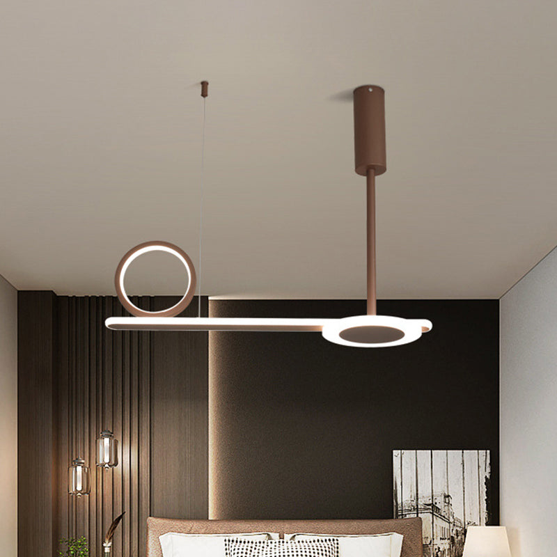 Metal Ring Hanging Light Kit Modernism Brown LED Suspension Light in Warm/White Light for Bedroom Clearhalo 'Ceiling Lights' 'Island Lights' Lighting' 293902