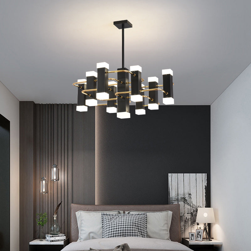 Black Sputnik Pendant Chandelier Modern 4/8 Heads Metal Suspension Light in 2 Color Light Clearhalo 'Ceiling Lights' 'Chandeliers' 'Modern Chandeliers' 'Modern' Lighting' 293907