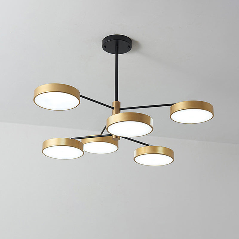 Branch Living Room Hanging Ceiling Light Metal 6 Heads Simple Style Pendant Lighting in Gold/White Gold Clearhalo 'Ceiling Lights' 'Chandeliers' 'Modern Chandeliers' 'Modern' Lighting' 293915