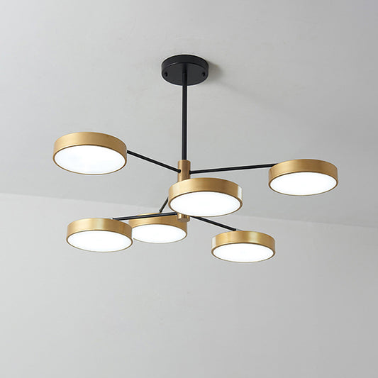 Branch Living Room Hanging Ceiling Light Metal 6 Heads Simple Style Pendant Lighting in Gold/White Gold Clearhalo 'Ceiling Lights' 'Chandeliers' 'Modern Chandeliers' 'Modern' Lighting' 293915