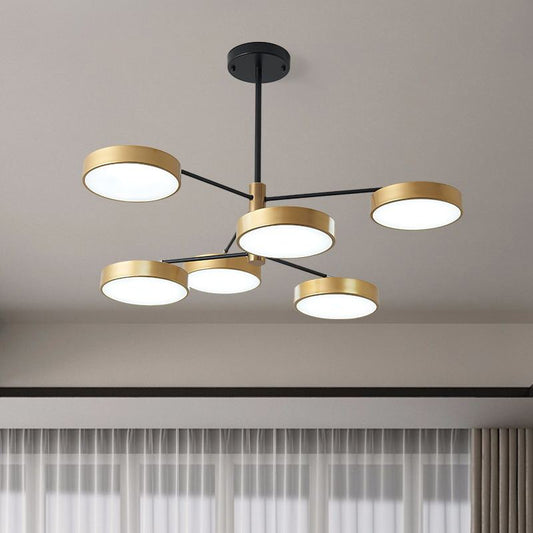 Branch Living Room Hanging Ceiling Light Metal 6 Heads Simple Style Pendant Lighting in Gold/White Clearhalo 'Ceiling Lights' 'Chandeliers' 'Modern Chandeliers' 'Modern' Lighting' 293916