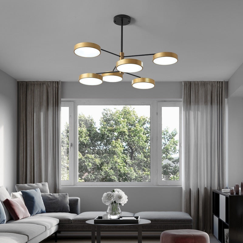 Branch Living Room Hanging Ceiling Light Metal 6 Heads Simple Style Pendant Lighting in Gold/White Clearhalo 'Ceiling Lights' 'Chandeliers' 'Modern Chandeliers' 'Modern' Lighting' 293917