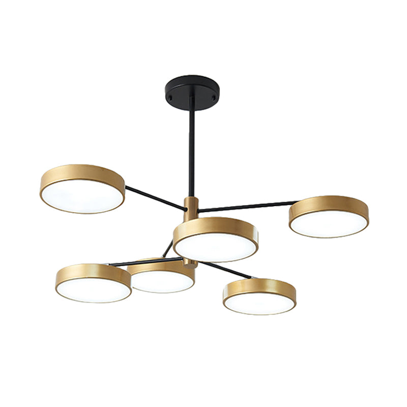 Branch Living Room Hanging Ceiling Light Metal 6 Heads Simple Style Pendant Lighting in Gold/White Clearhalo 'Ceiling Lights' 'Chandeliers' 'Modern Chandeliers' 'Modern' Lighting' 293918