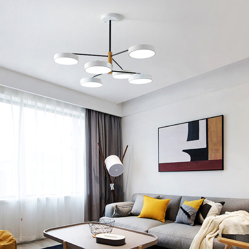 Branch Living Room Hanging Ceiling Light Metal 6 Heads Simple Style Pendant Lighting in Gold/White Clearhalo 'Ceiling Lights' 'Chandeliers' 'Modern Chandeliers' 'Modern' Lighting' 293922