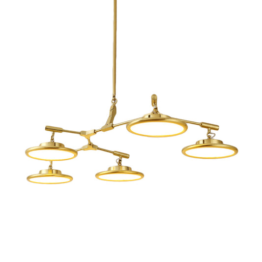 Gold Branch Chandelier Light Fixture Modern 3/5 Heads Pendant Light Kit in Warm/White Light Clearhalo 'Ceiling Lights' 'Chandeliers' 'Modern Chandeliers' 'Modern' Lighting' 293958