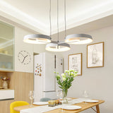 Simple Style Circular Metal Hanging Light 3/6 Heads Pendant Chandelier in White for Dining Room Clearhalo 'Ceiling Lights' 'Chandeliers' 'Modern Chandeliers' 'Modern' Lighting' 293967