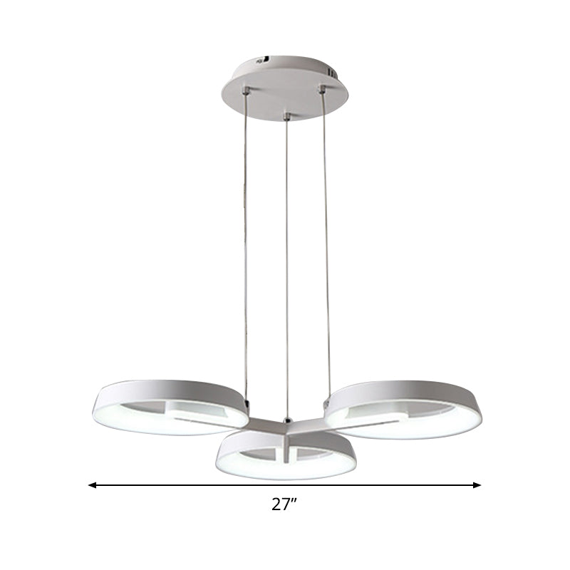 Simple Style Circular Metal Hanging Light 3/6 Heads Pendant Chandelier in White for Dining Room Clearhalo 'Ceiling Lights' 'Chandeliers' 'Modern Chandeliers' 'Modern' Lighting' 293969