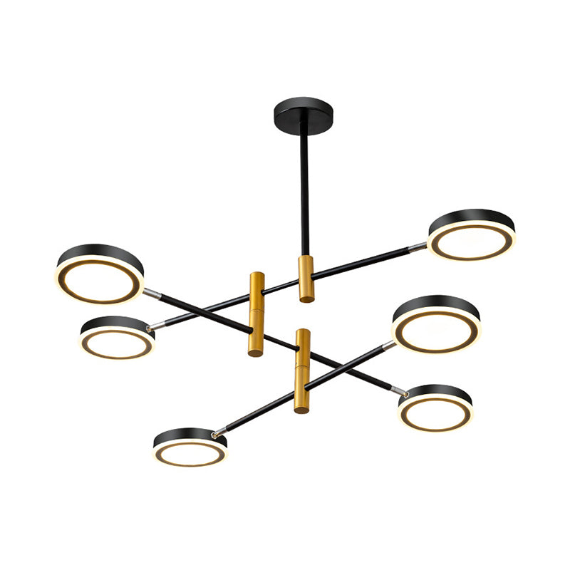 Starburst Chandelier Lighting Modern Metal 4/6 Heads White/Black and Gold Hanging Lamp Kit, Warm/White Light Clearhalo 'Ceiling Lights' 'Chandeliers' 'Modern Chandeliers' 'Modern' Lighting' 293986