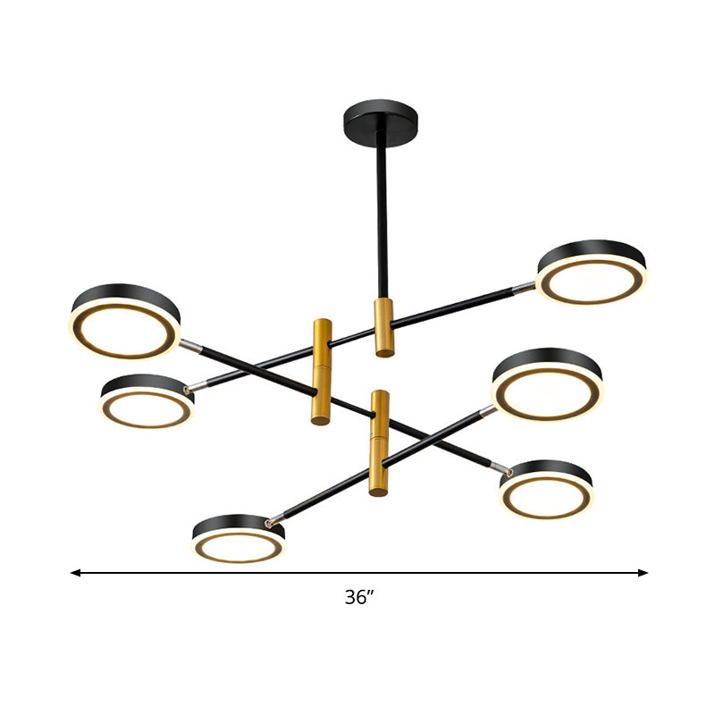 Starburst Chandelier Lighting Modern Metal 4/6 Heads White/Black and Gold Hanging Lamp Kit, Warm/White Light Clearhalo 'Ceiling Lights' 'Chandeliers' 'Modern Chandeliers' 'Modern' Lighting' 293987