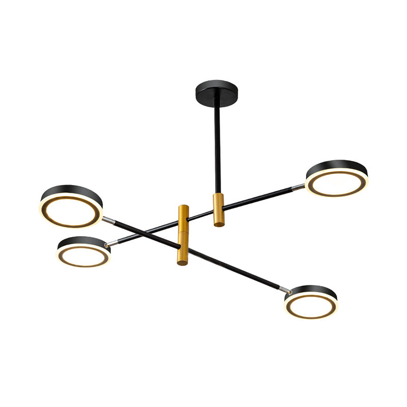 Starburst Chandelier Lighting Modern Metal 4/6 Heads White/Black and Gold Hanging Lamp Kit, Warm/White Light Clearhalo 'Ceiling Lights' 'Chandeliers' 'Modern Chandeliers' 'Modern' Lighting' 293991