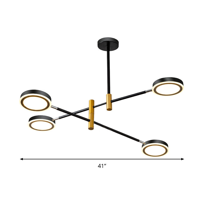 Starburst Chandelier Lighting Modern Metal 4/6 Heads White/Black and Gold Hanging Lamp Kit, Warm/White Light Clearhalo 'Ceiling Lights' 'Chandeliers' 'Modern Chandeliers' 'Modern' Lighting' 293992