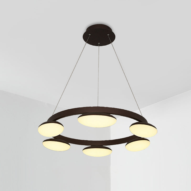 Coffee Circular Hanging Lamp Kit Contemporary 6/8 Heads Metal Pendant Chandelier for Dining Room 6 Coffee Clearhalo 'Ceiling Lights' 'Chandeliers' 'Modern Chandeliers' 'Modern' Lighting' 294003