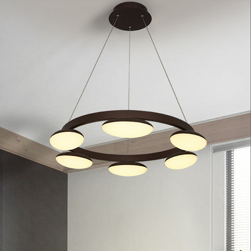 Coffee Circular Hanging Lamp Kit Contemporary 6/8 Heads Metal Pendant Chandelier for Dining Room Clearhalo 'Ceiling Lights' 'Chandeliers' 'Modern Chandeliers' 'Modern' Lighting' 294004