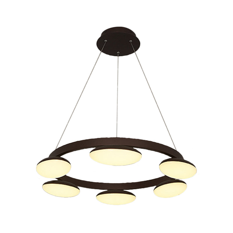 Coffee Circular Hanging Lamp Kit Contemporary 6/8 Heads Metal Pendant Chandelier for Dining Room Clearhalo 'Ceiling Lights' 'Chandeliers' 'Modern Chandeliers' 'Modern' Lighting' 294006