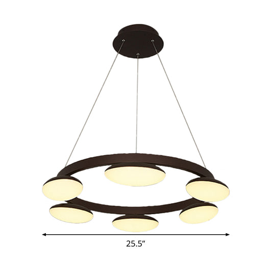 Coffee Circular Hanging Lamp Kit Contemporary 6/8 Heads Metal Pendant Chandelier for Dining Room Clearhalo 'Ceiling Lights' 'Chandeliers' 'Modern Chandeliers' 'Modern' Lighting' 294007