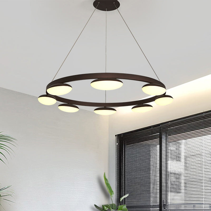 Coffee Circular Hanging Lamp Kit Contemporary 6/8 Heads Metal Pendant Chandelier for Dining Room 8 Coffee Clearhalo 'Ceiling Lights' 'Chandeliers' 'Modern Chandeliers' 'Modern' Lighting' 294008