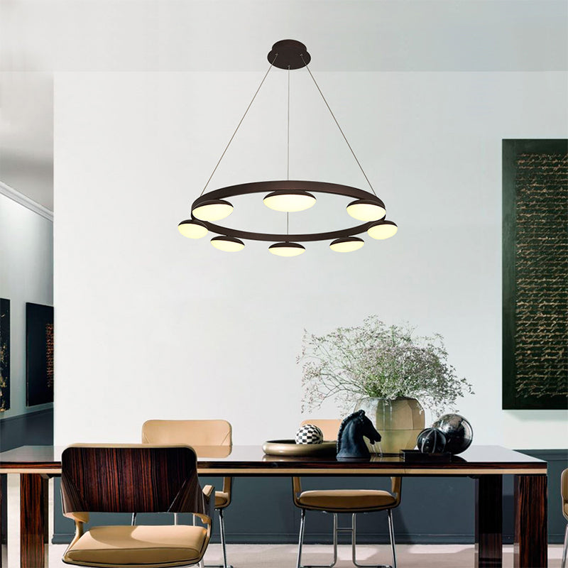 Coffee Circular Hanging Lamp Kit Contemporary 6/8 Heads Metal Pendant Chandelier for Dining Room Clearhalo 'Ceiling Lights' 'Chandeliers' 'Modern Chandeliers' 'Modern' Lighting' 294009