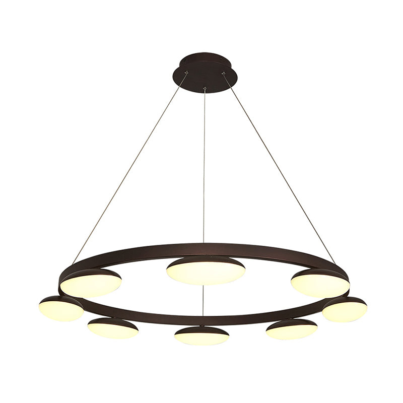 Coffee Circular Hanging Lamp Kit Contemporary 6/8 Heads Metal Pendant Chandelier for Dining Room Clearhalo 'Ceiling Lights' 'Chandeliers' 'Modern Chandeliers' 'Modern' Lighting' 294010