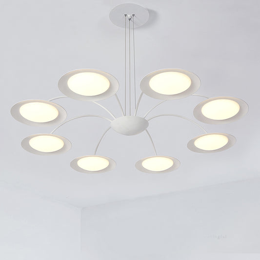 Disc Chandelier Light Fixture Simple Style Metal 8 Heads White Hanging Light Kit for Living Room White Clearhalo 'Ceiling Lights' 'Chandeliers' 'Modern Chandeliers' 'Modern' Lighting' 294012