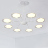 Disc Chandelier Light Fixture Simple Style Metal 8 Heads White Hanging Light Kit for Living Room White Clearhalo 'Ceiling Lights' 'Chandeliers' 'Modern Chandeliers' 'Modern' Lighting' 294012