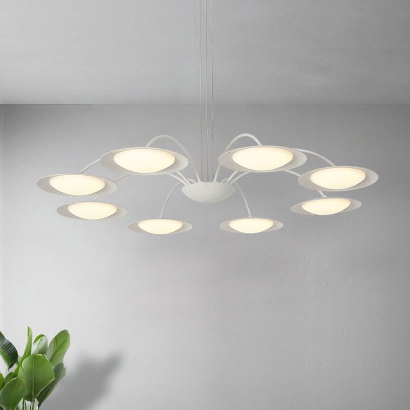 Disc Chandelier Light Fixture Simple Style Metal 8 Heads White Hanging Light Kit for Living Room Clearhalo 'Ceiling Lights' 'Chandeliers' 'Modern Chandeliers' 'Modern' Lighting' 294013