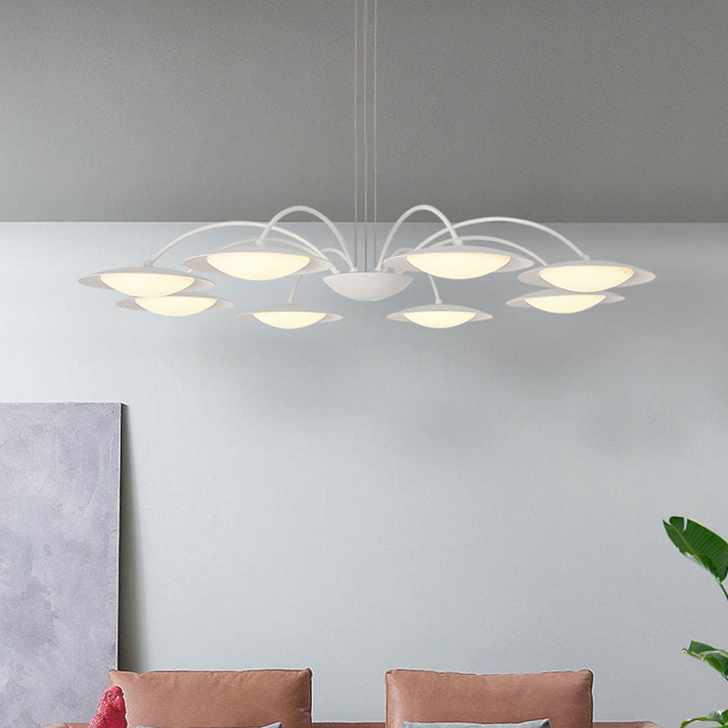 Disc Chandelier Light Fixture Simple Style Metal 8 Heads White Hanging Light Kit for Living Room Clearhalo 'Ceiling Lights' 'Chandeliers' 'Modern Chandeliers' 'Modern' Lighting' 294014