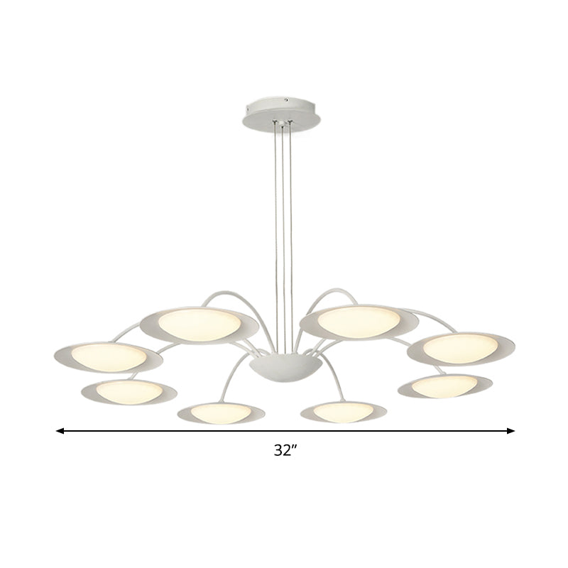 Disc Chandelier Light Fixture Simple Style Metal 8 Heads White Hanging Light Kit for Living Room Clearhalo 'Ceiling Lights' 'Chandeliers' 'Modern Chandeliers' 'Modern' Lighting' 294016