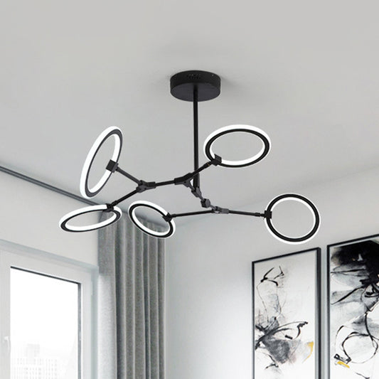 Contemporary Branch Metal Pendant Light 5 Heads Hanging Chandelier Light in Black Black Clearhalo 'Ceiling Lights' 'Chandeliers' 'Modern Chandeliers' 'Modern' Lighting' 294018