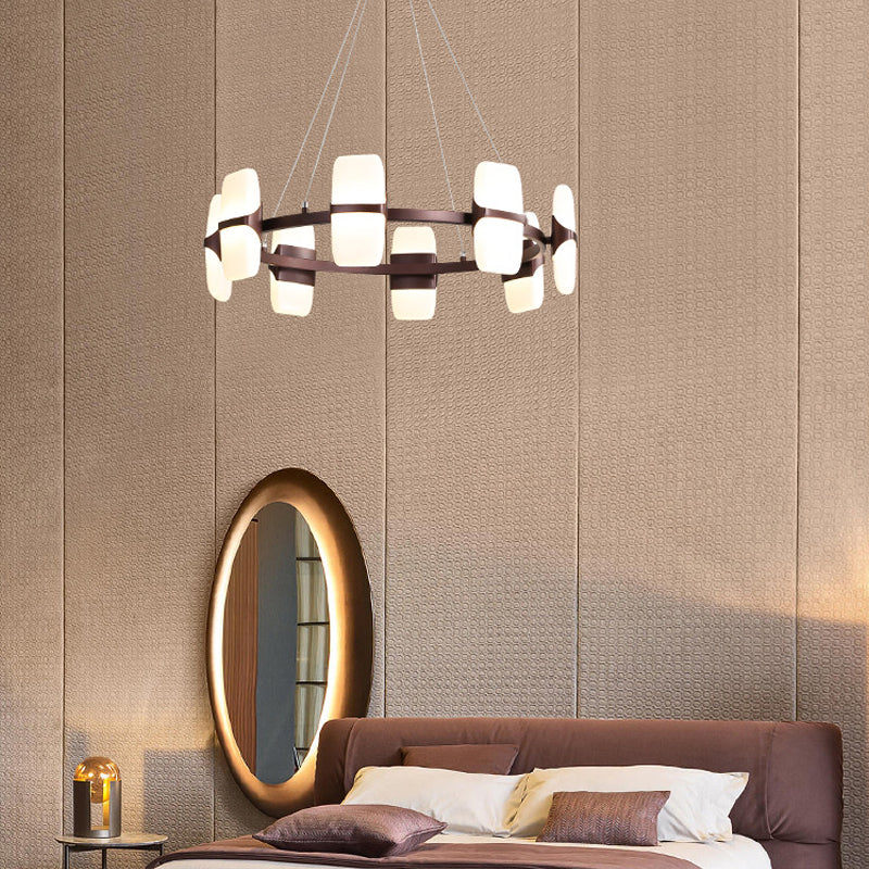 26"/30" Wide Circular Pendant Light Kit Modern Metal 8 Lights Coffee Hanging Chandelier Clearhalo 'Ceiling Lights' 'Chandeliers' 'Modern Chandeliers' 'Modern' Lighting' 294032