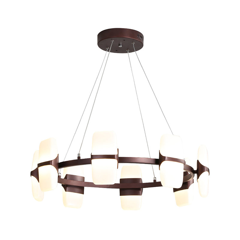 26"/30" Wide Circular Pendant Light Kit Modern Metal 8 Lights Coffee Hanging Chandelier Clearhalo 'Ceiling Lights' 'Chandeliers' 'Modern Chandeliers' 'Modern' Lighting' 294033