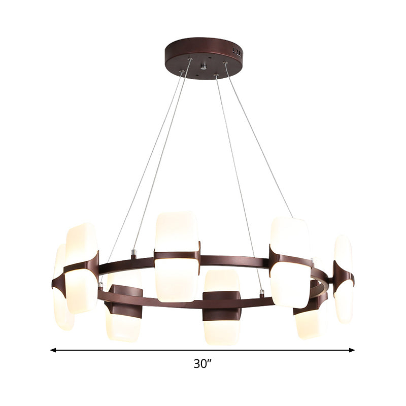 26"/30" Wide Circular Pendant Light Kit Modern Metal 8 Lights Coffee Hanging Chandelier Clearhalo 'Ceiling Lights' 'Chandeliers' 'Modern Chandeliers' 'Modern' Lighting' 294034