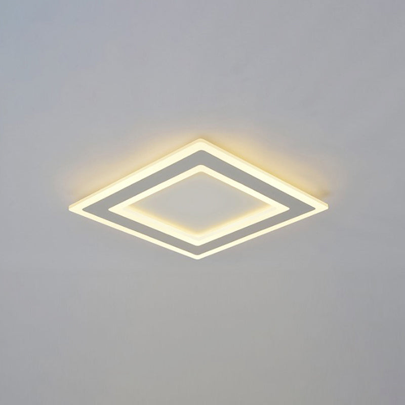 Minimalist Square Frame Ceiling Lamp Metallic LED White Bedroom Flush Lighting in Warm/White Light White Clearhalo 'Ceiling Lights' 'Close To Ceiling Lights' 'Close to ceiling' 'Flush mount' Lighting' 294072