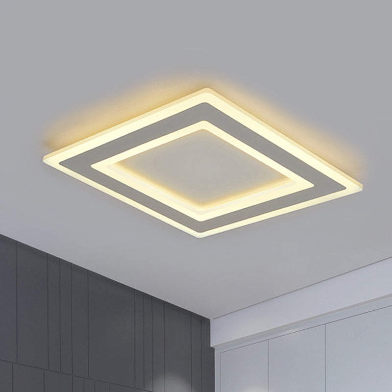 Minimalist Square Frame Ceiling Lamp Metallic LED White Bedroom Flush Lighting in Warm/White Light Clearhalo 'Ceiling Lights' 'Close To Ceiling Lights' 'Close to ceiling' 'Flush mount' Lighting' 294073