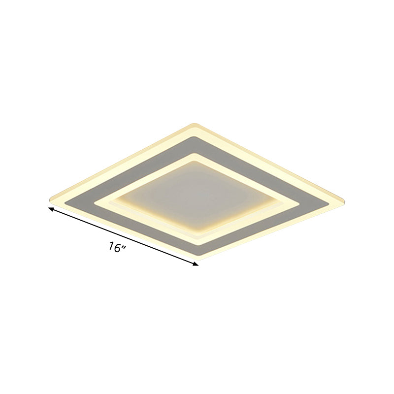 Minimalist Square Frame Ceiling Lamp Metallic LED White Bedroom Flush Lighting in Warm/White Light Clearhalo 'Ceiling Lights' 'Close To Ceiling Lights' 'Close to ceiling' 'Flush mount' Lighting' 294077