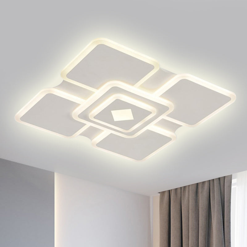 Tier Square Acrylic Flush Lamp Modern Stylish LED White Flush Ceiling Light in Third Gear Clearhalo 'Ceiling Lights' 'Close To Ceiling Lights' 'Close to ceiling' 'Flush mount' Lighting' 294079