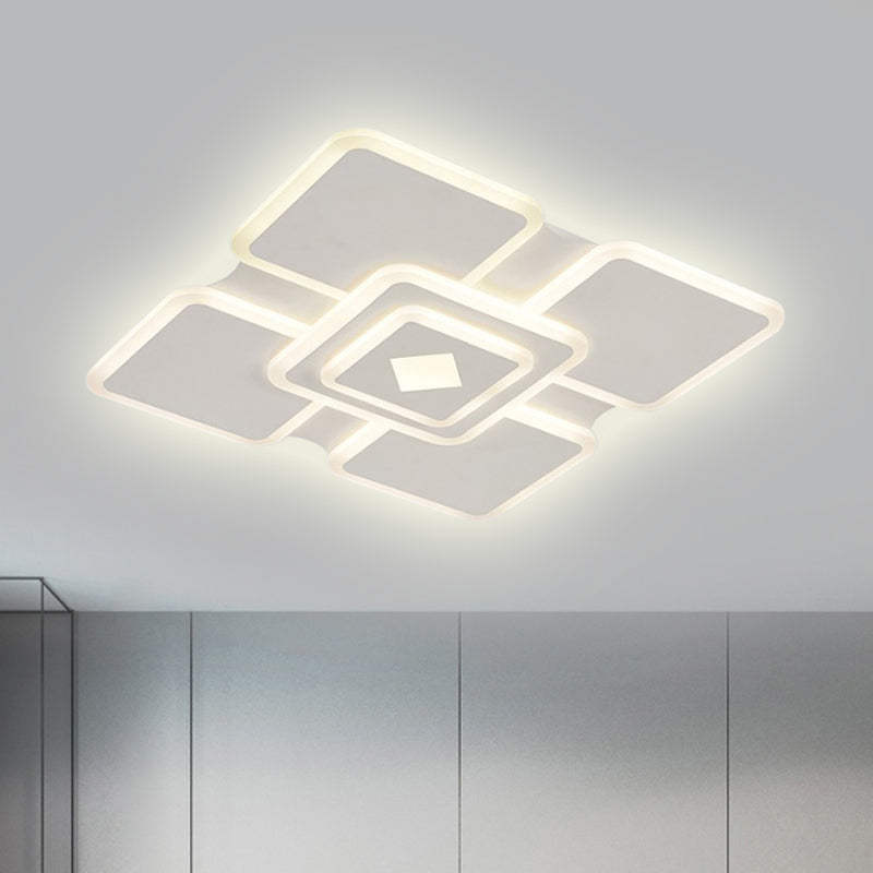 Tier Square Acrylic Flush Lamp Modern Stylish LED White Flush Ceiling Light in Third Gear Clearhalo 'Ceiling Lights' 'Close To Ceiling Lights' 'Close to ceiling' 'Flush mount' Lighting' 294080