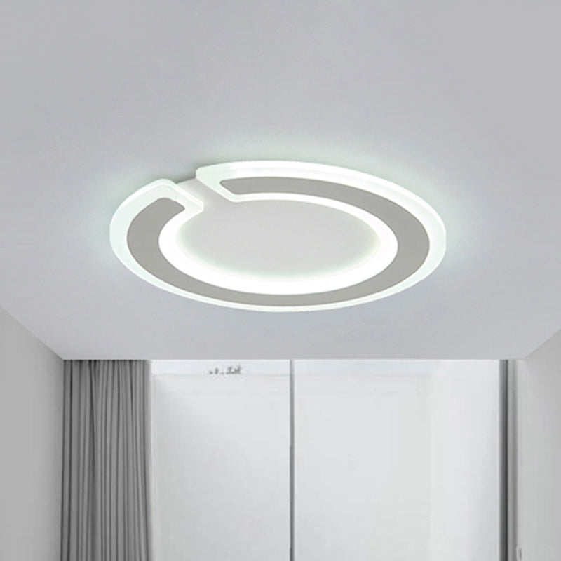 16.5"/20.5" Dia Gap Round Ceiling Lamp Simple Style High Penetrated Acrylic LED White Flushmount Lighting in Warm/White/Natural Light White Clearhalo 'Ceiling Lights' 'Close To Ceiling Lights' 'Close to ceiling' 'Flush mount' Lighting' 294090