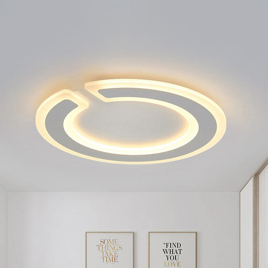 16.5"/20.5" Dia Gap Round Ceiling Lamp Simple Style High Penetrated Acrylic LED White Flushmount Lighting in Warm/White/Natural Light White Warm Clearhalo 'Ceiling Lights' 'Close To Ceiling Lights' 'Close to ceiling' 'Flush mount' Lighting' 294091