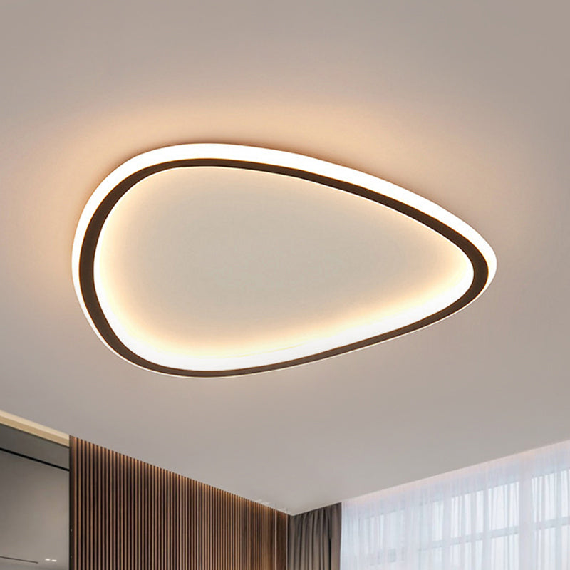 15"/19" W Teardrop Metal Flush Light Minimalist Black LED Ceiling Mount Light in Warm/White/3 Color Light Black Warm Clearhalo 'Ceiling Lights' 'Close To Ceiling Lights' 'Close to ceiling' 'Flush mount' Lighting' 294098