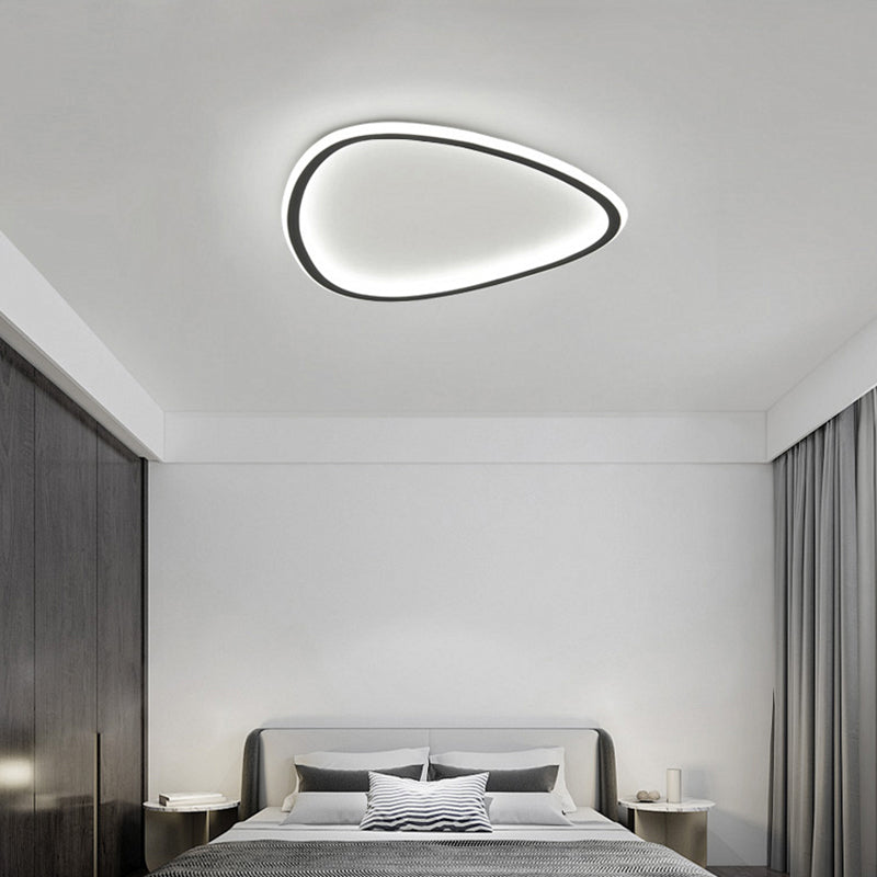 15"/19" W Teardrop Metal Flush Light Minimalist Black LED Ceiling Mount Light in Warm/White/3 Color Light Clearhalo 'Ceiling Lights' 'Close To Ceiling Lights' 'Close to ceiling' 'Flush mount' Lighting' 294100