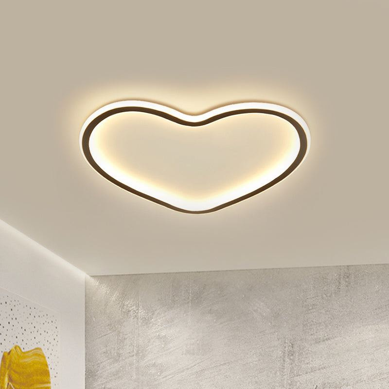 Minimal Love Shape Ceiling Flush Mount Light Black Silica Gel LED Bedroom Flushmount in Warm/White/3 Color Light Black Clearhalo 'Ceiling Lights' 'Close To Ceiling Lights' 'Close to ceiling' 'Flush mount' Lighting' 294104