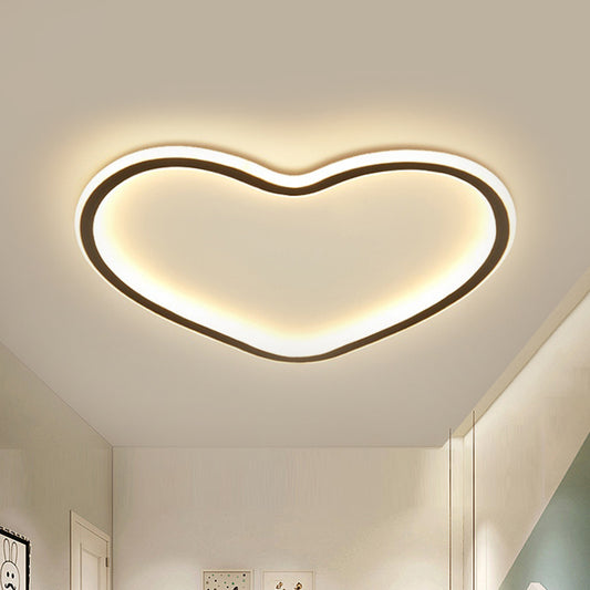 Minimal Love Shape Ceiling Flush Mount Light Black Silica Gel LED Bedroom Flushmount in Warm/White/3 Color Light Clearhalo 'Ceiling Lights' 'Close To Ceiling Lights' 'Close to ceiling' 'Flush mount' Lighting' 294105