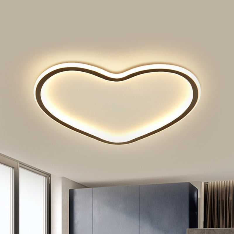 Minimal Love Shape Ceiling Flush Mount Light Black Silica Gel LED Bedroom Flushmount in Warm/White/3 Color Light Clearhalo 'Ceiling Lights' 'Close To Ceiling Lights' 'Close to ceiling' 'Flush mount' Lighting' 294106