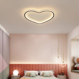 Minimal Love Shape Ceiling Flush Mount Light Black Silica Gel LED Bedroom Flushmount in Warm/White/3 Color Light Clearhalo 'Ceiling Lights' 'Close To Ceiling Lights' 'Close to ceiling' 'Flush mount' Lighting' 294107