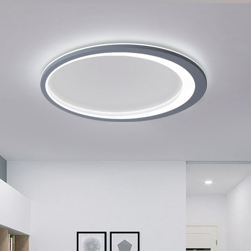 12"/16"/19.5" W Grey Oval Ring Ceiling Light Nordic Style LED Metallic Flush Mount Lamp in Warm/White/3 Color Light Grey Clearhalo 'Ceiling Lights' 'Close To Ceiling Lights' 'Close to ceiling' 'Flush mount' Lighting' 294110