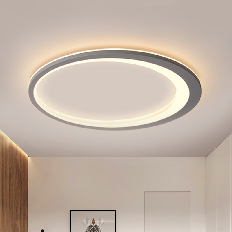 12"/16"/19.5" W Grey Oval Ring Ceiling Light Nordic Style LED Metallic Flush Mount Lamp in Warm/White/3 Color Light Grey Warm Clearhalo 'Ceiling Lights' 'Close To Ceiling Lights' 'Close to ceiling' 'Flush mount' Lighting' 294111