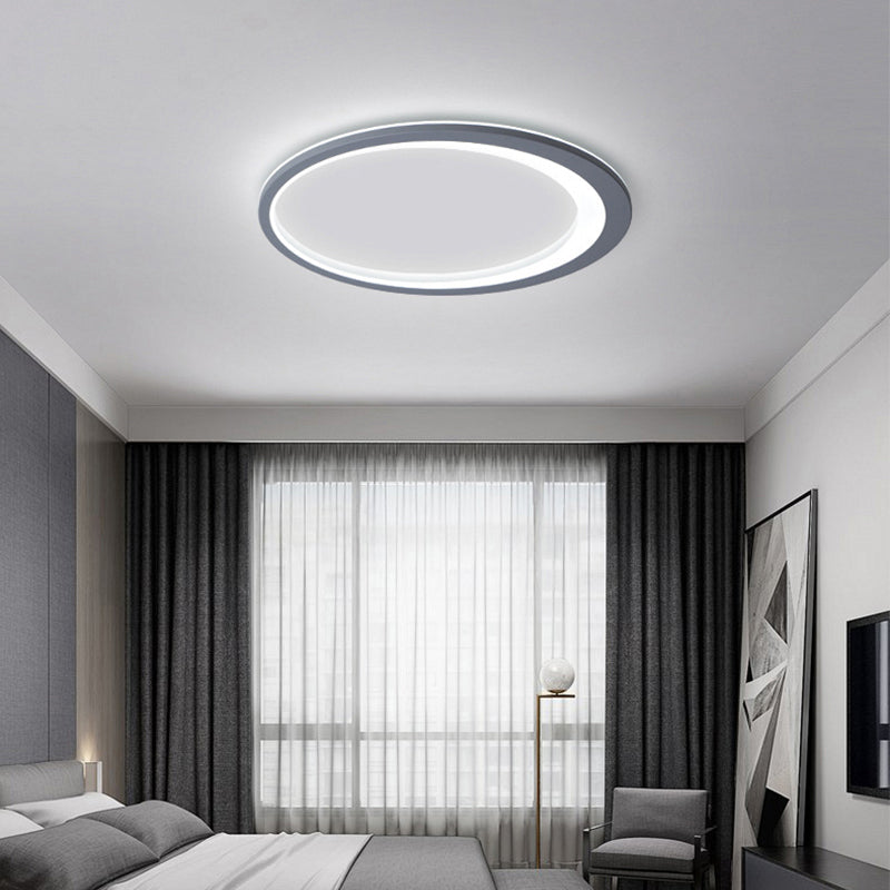 12"/16"/19.5" W Grey Oval Ring Ceiling Light Nordic Style LED Metallic Flush Mount Lamp in Warm/White/3 Color Light Clearhalo 'Ceiling Lights' 'Close To Ceiling Lights' 'Close to ceiling' 'Flush mount' Lighting' 294113