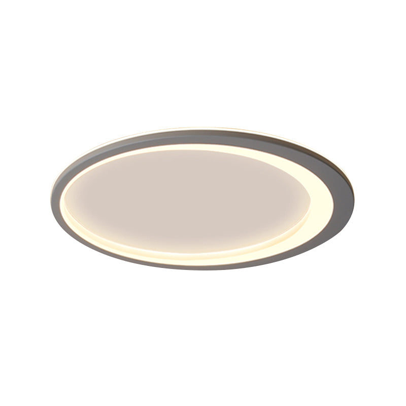 12"/16"/19.5" W Grey Oval Ring Ceiling Light Nordic Style LED Metallic Flush Mount Lamp in Warm/White/3 Color Light Clearhalo 'Ceiling Lights' 'Close To Ceiling Lights' 'Close to ceiling' 'Flush mount' Lighting' 294114